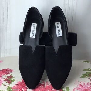 Steve Madden ‘Darian’ Black Suede Point Toe D'Orsay Flats